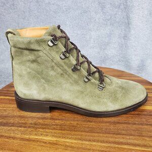 Naguisa Raso Boots Women's 8 38 Green Suede Leather Spain Lace Up Ankle Booties